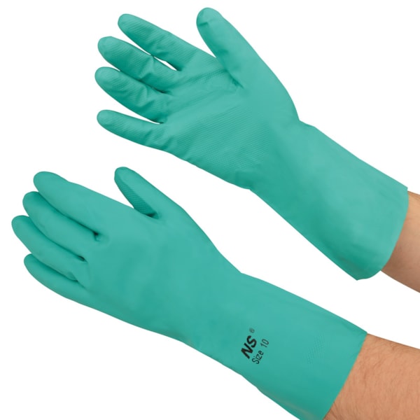 15 mil Flock Lined 13"  Nitrile Chemical Resistant Gloves with Diamond Grip