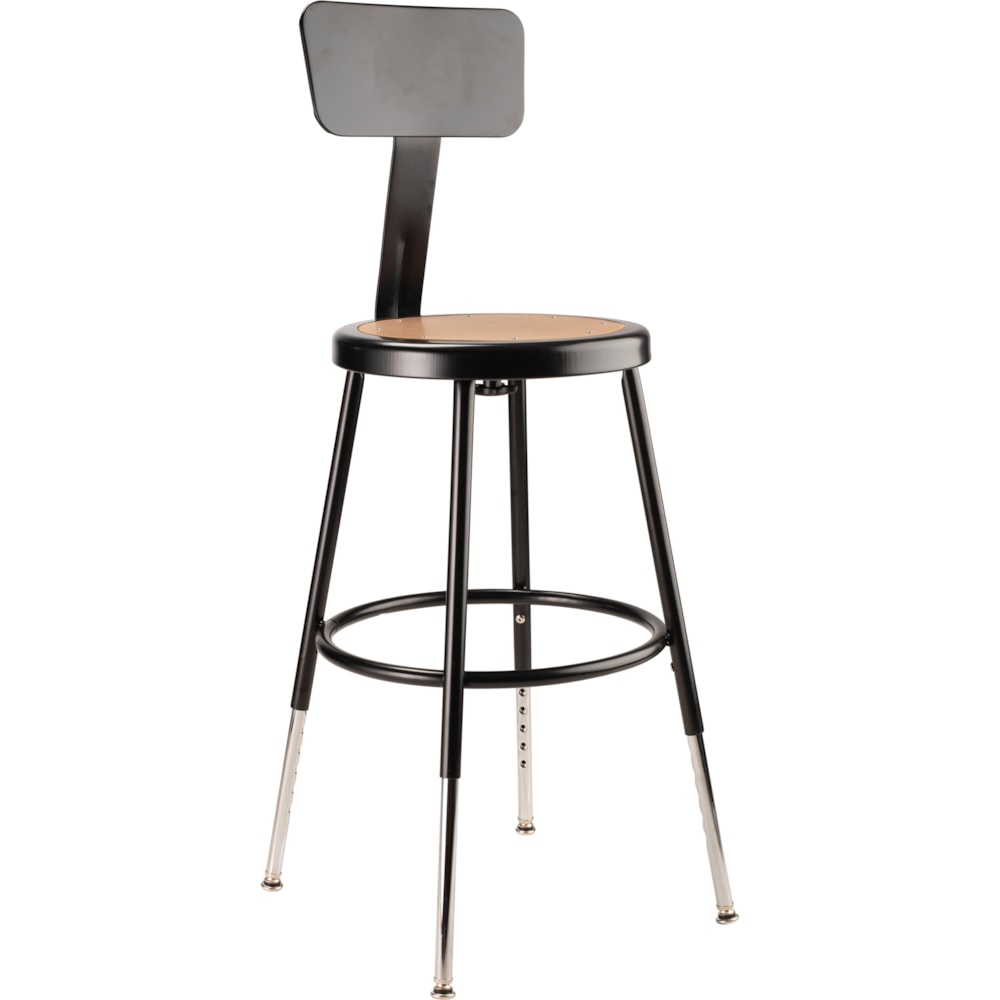 19"-27" Height Adjustable Heavy Duty Steel Stool With Backrest, Black