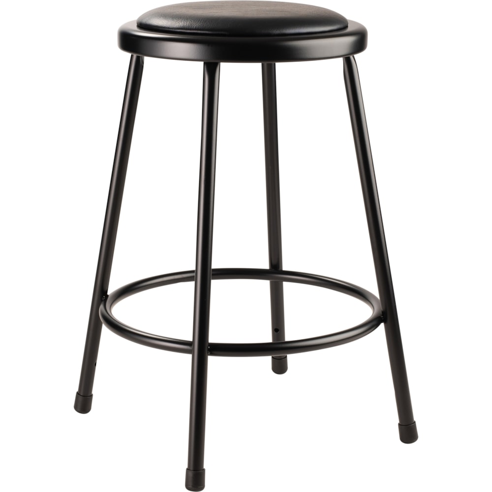 24" Heavy Duty Vinyl Padded Steel Stool, Black