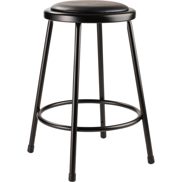 24" Heavy Duty Vinyl Padded Steel Stool, Black
