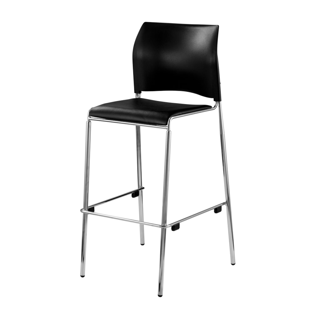 Cafetorium Bar Stool, Plush Vinyl Seat, Black