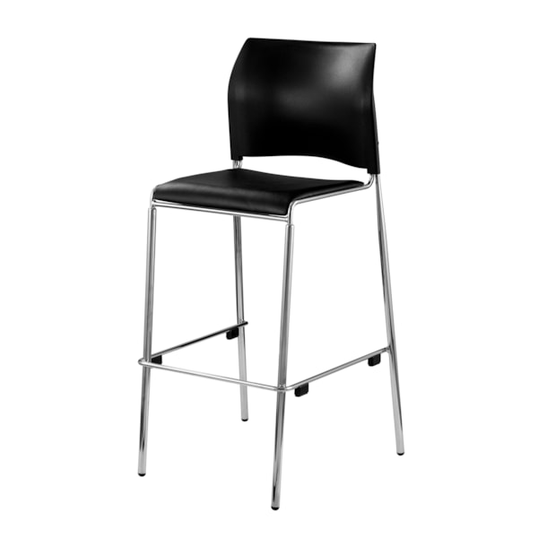 Cafetorium Bar Stool, Plush Vinyl Seat, Black