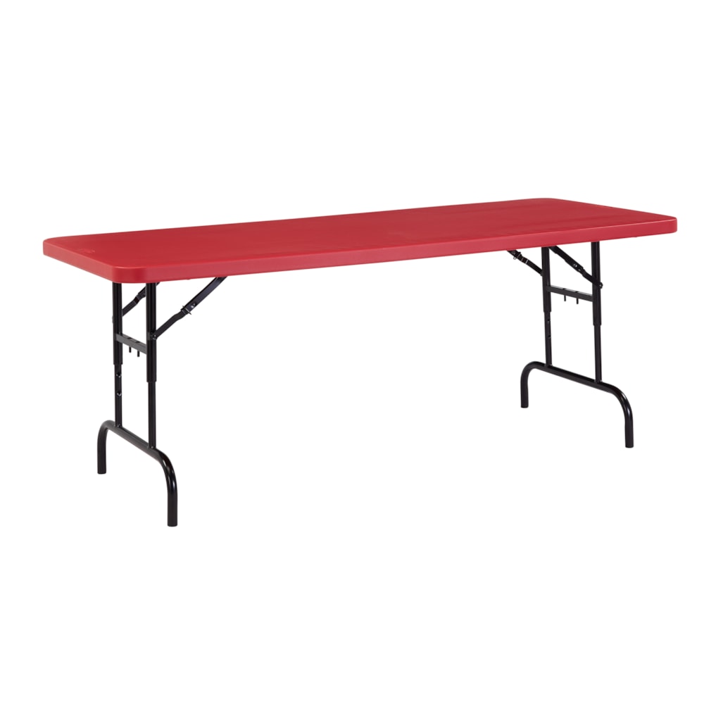 30" x 72" Height Adjustable Heavy Duty Folding Table, Red
