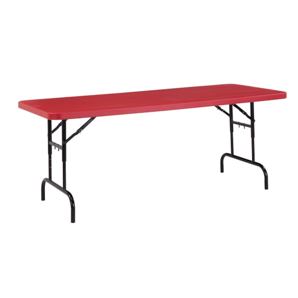 30" x 72" Height Adjustable Heavy Duty Folding Table, Red