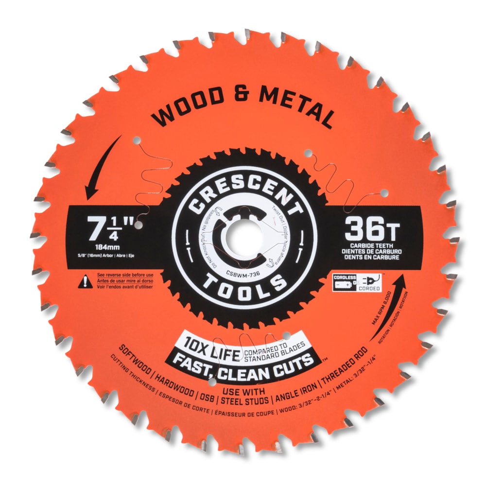 7-1/4" x 36-Tooth Wood / Metal Circular Saw Blade