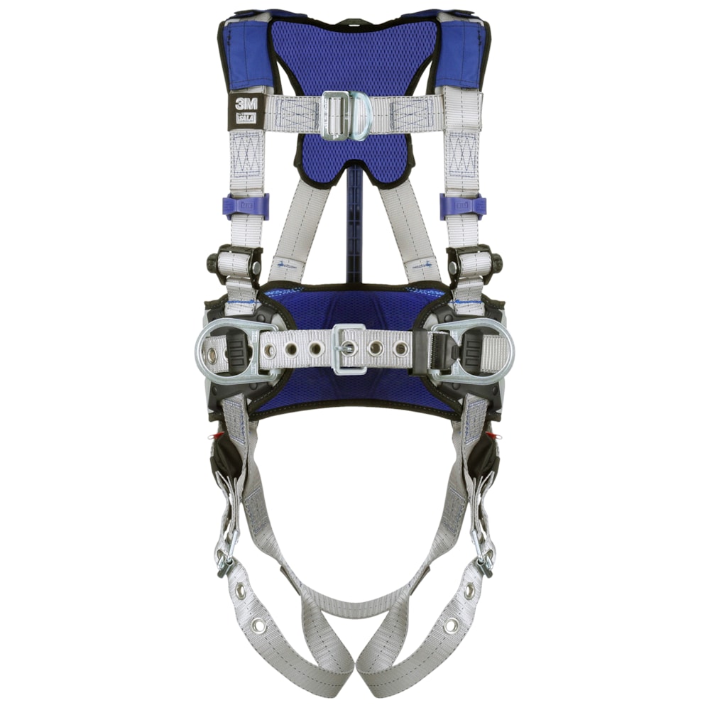 ExoFit™ X100 Tongue Buckle Leg Strap, Back, Front & Hip D-Ring Comfort Construction Climbing/Positioning Safety Harness 