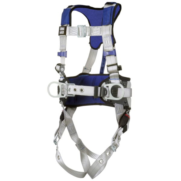 ExoFit™ X100 Tongue Buckle Leg Strap, Back, Front & Hip D-Ring Comfort Construction Climbing/Positioning Safety Harness 