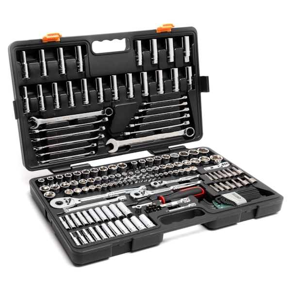 165 Pc. 1/4", 3/8" & 1/2" Drive 6 Point Standard & Deep SAE/Metric Mechanics Tool Set