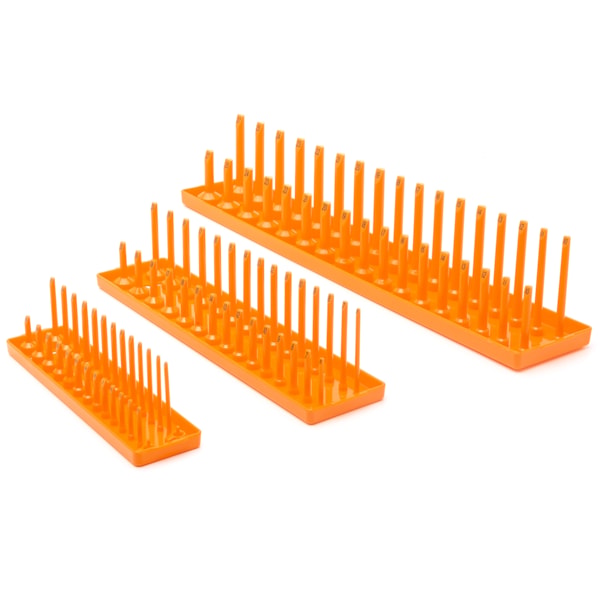 3 Pc. 1/4", 3/8" & 1/2" Drive Orange Metric Socket Storage Tray Set