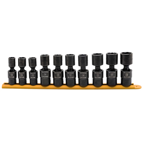 10 Pc. 1/2" Drive 6 Point Standard X-Core™ Pinless Universal Impact Metric Socket Set