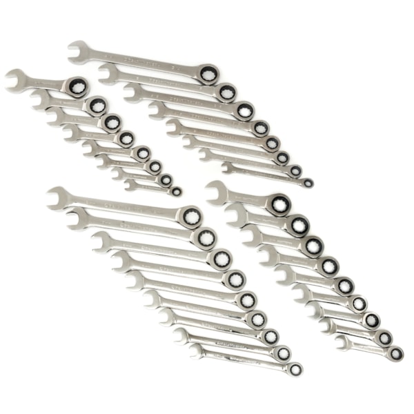 34 Pc. 72-Tooth 12 Point Standard & Stubby Ratcheting Combination SAE/Metric Wrench Set