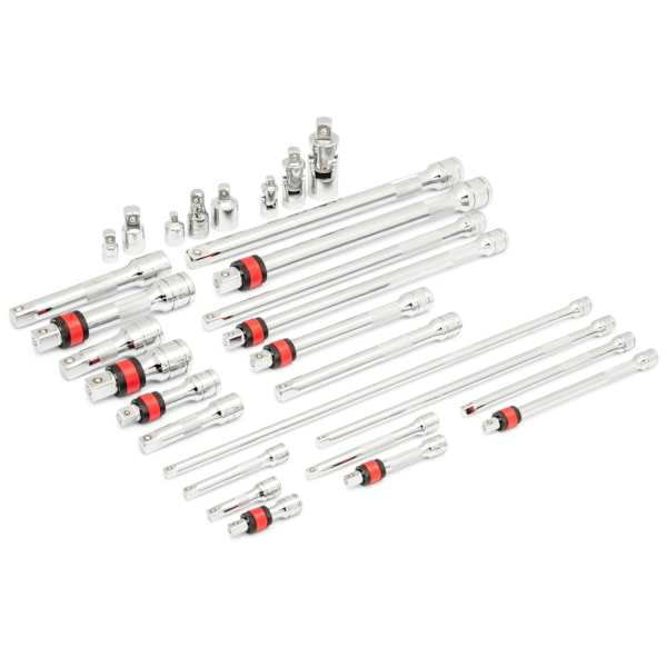 29 Pc. 1/4", 3/8", 1/2" Drive Chrome Tool Accessories Set with EVA Foam Tray