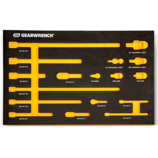 17 pc. 1/4", 3/8", 1/2" Impact Drive Tool Accessories Set with EVA Foam Tray
