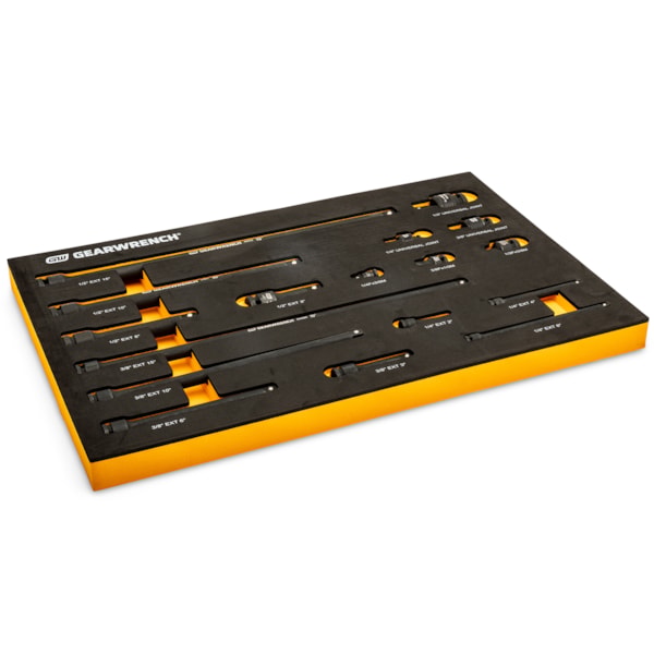 17 pc. 1/4", 3/8", 1/2" Impact Drive Tool Accessories Set with EVA Foam Tray