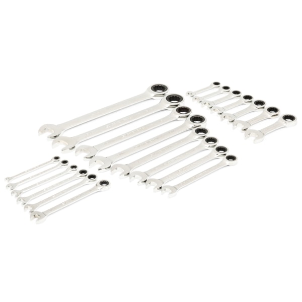 21 Pc. 72-Tooth 12 Point SAE Standard & Stubby Combination Ratcheting Wrench Set with EVA Foam Tray