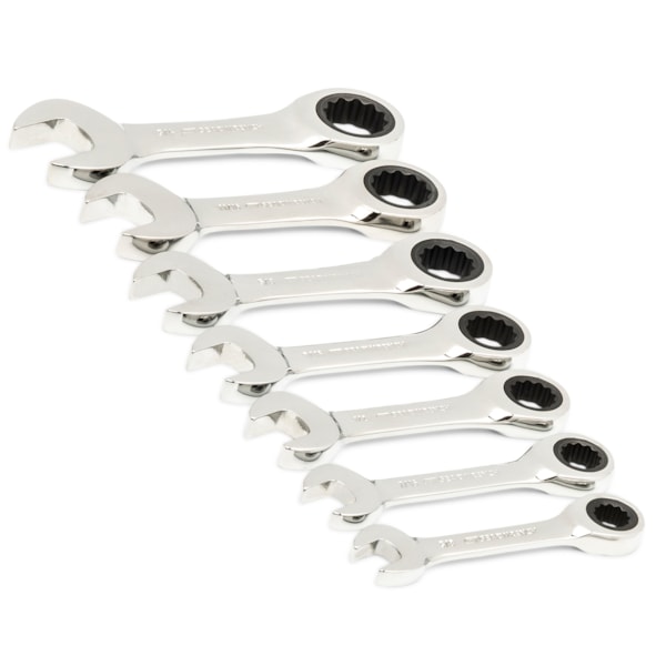 21 Pc. 72-Tooth 12 Point SAE Standard & Stubby Combination Ratcheting Wrench Set with EVA Foam Tray