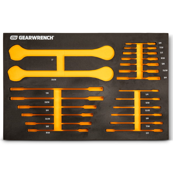 21 Pc. 72-Tooth 12 Point SAE Standard & Stubby Combination Ratcheting Wrench Set with EVA Foam Tray