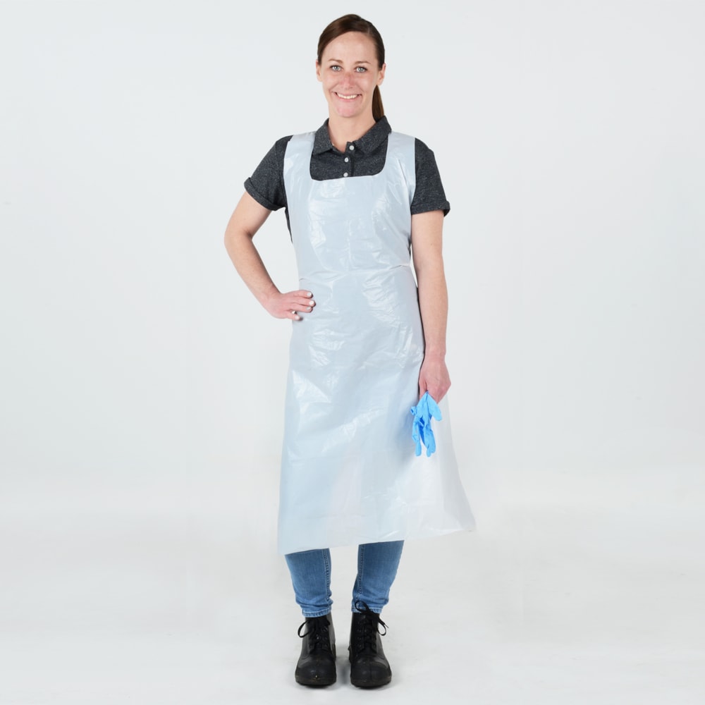 28" x 46" White 2 mil Polyethylene Aprons, 100/Box