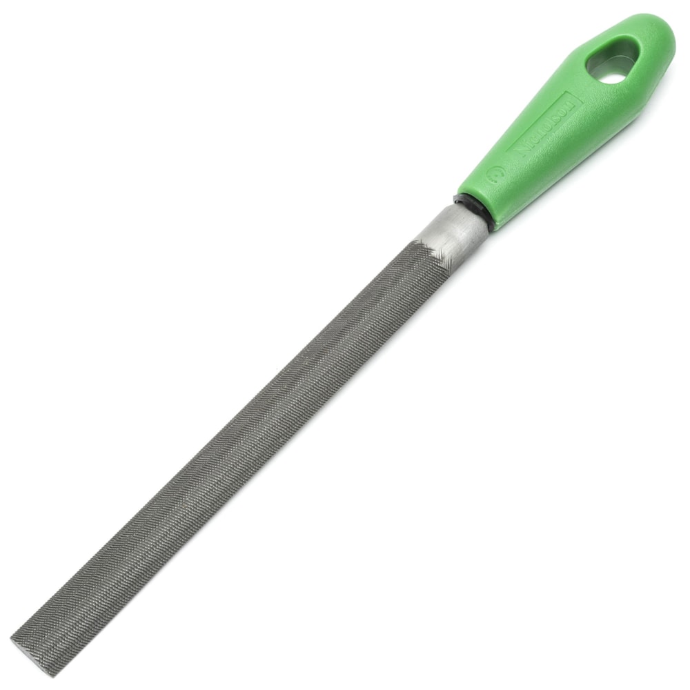 8" Half Round Double Cut Bastard File with Green Handle