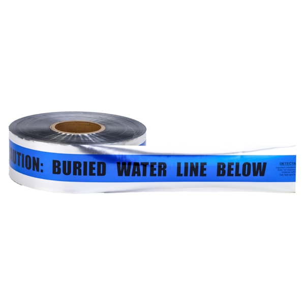 3" X 1000' Detectable Metal Underground Tape – "Caution Buried Water Line Below"