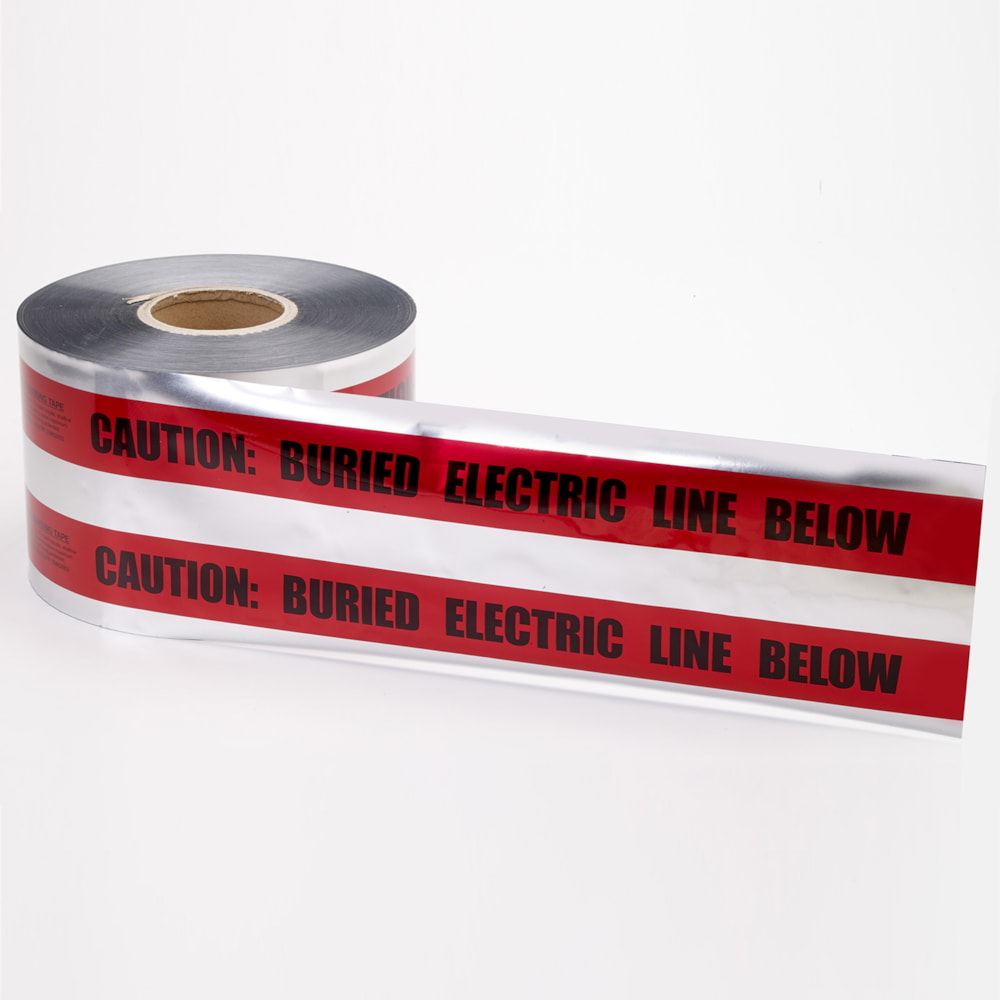 6" X 1000' Detectable Metal Underground Tape – "Caution Buried Electric Line Below"