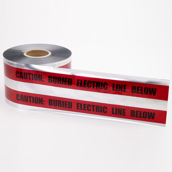 6" X 1000' Detectable Metal Underground Tape – "Caution Buried Electric Line Below"