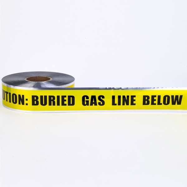 3" X 1000' Detectable Metal Underground Tape – "Caution Buried Gas Line Below"