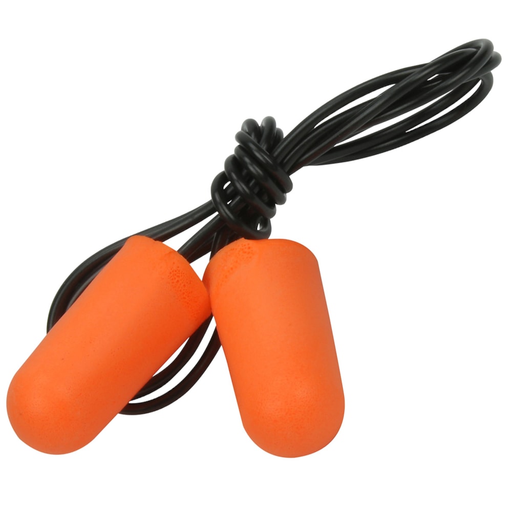 Mega Bullet™ NRR 32 Disposable Soft Polyurethane Foam Corded Ear Plugs 100/Box