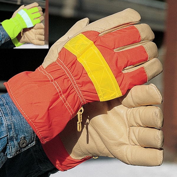 Hi-Vis Safety Cuff Reflective & Insulated Pigskin Leather Work Glove