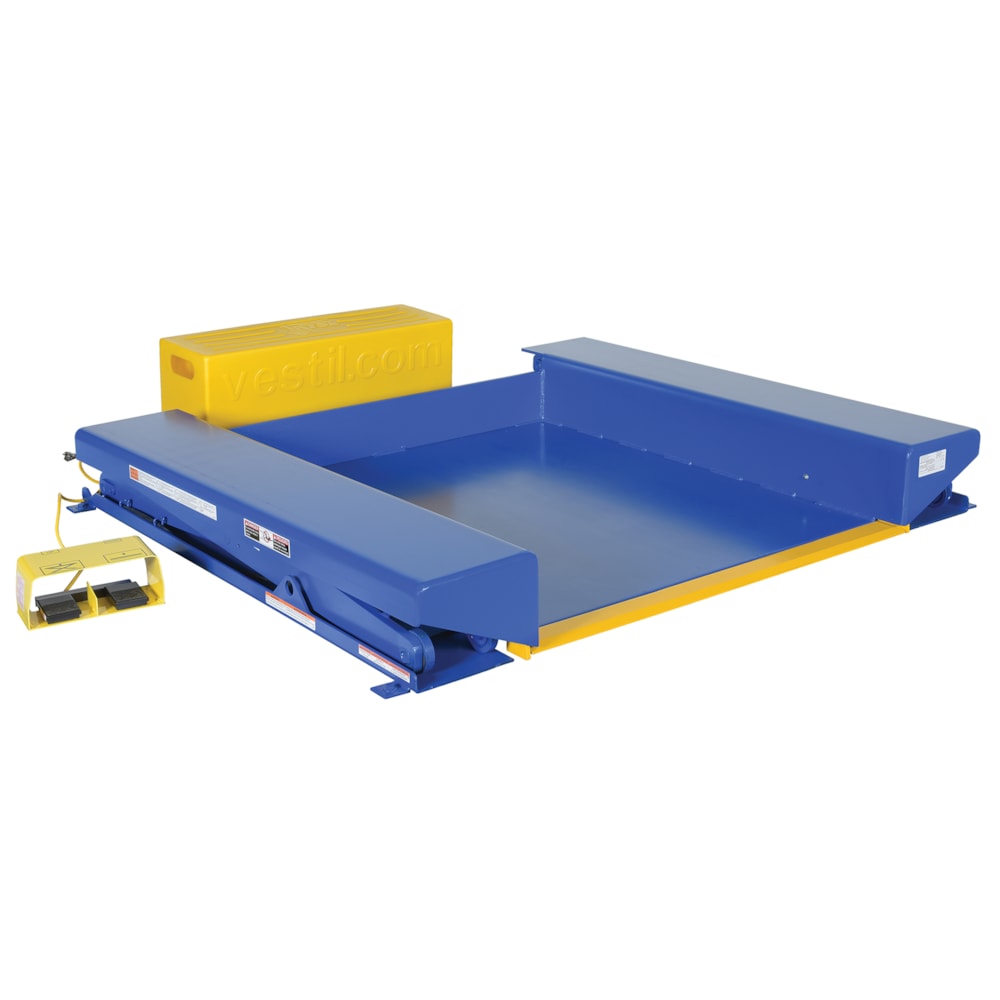 Steel Ground Lift Scissor Table 44 In. x 50 In. 2000 Lb. Capacity Blue