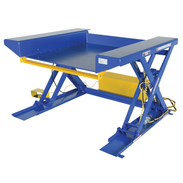 Steel Ground Lift Scissor Table 44 In. x 50 In. 2000 Lb. Capacity Blue