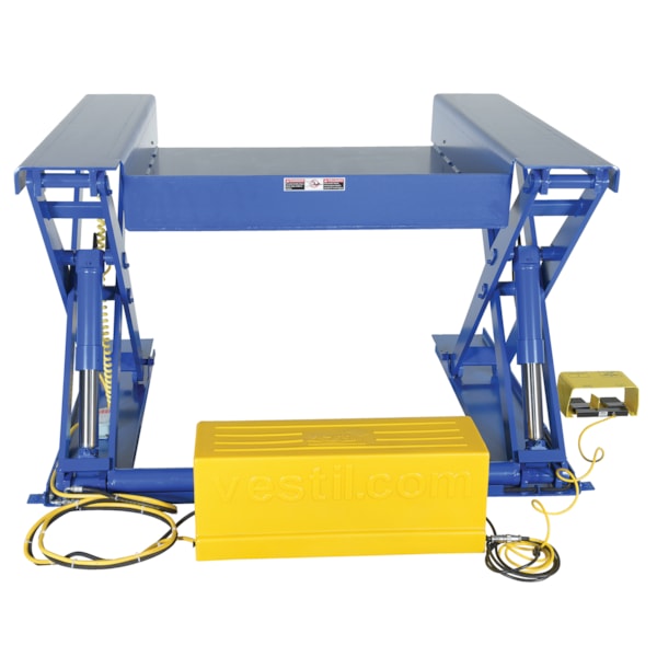 Steel Ground Lift Scissor Table 44 In. x 50 In. 2000 Lb. Capacity Blue