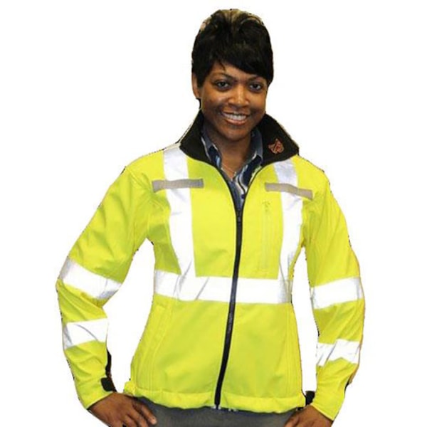 Women's Hi-Vis Soft Shell Jacket, Black/Lime