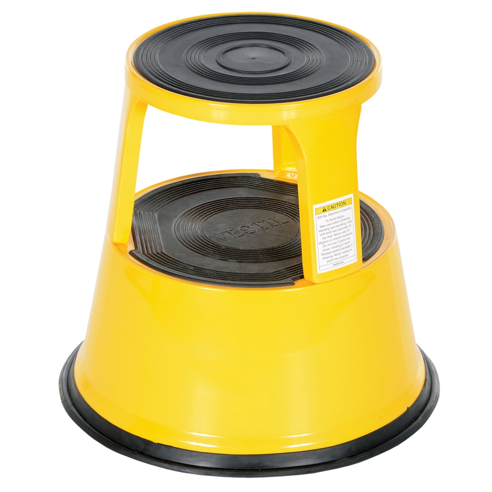 Steel Rolling Step Stool 17 In. Top Step Height 500 Lb. Capacity Yellow