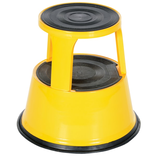 Steel Rolling Step Stool 17 In. Top Step Height 500 Lb. Capacity Yellow