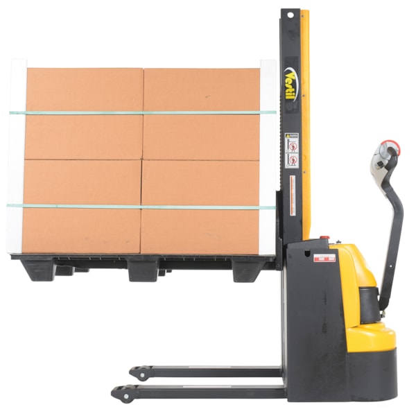 Steel Narrow Mast Stacker DC Powered 62 In. Raised Height Fixed Fork 