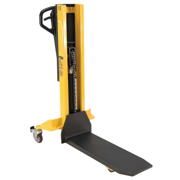 Steel Single Fork Skid Positioner Lifter 600 Lb. Capacity Yellow