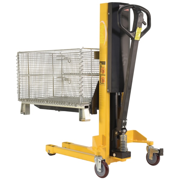 Steel Single Fork Skid Positioner Lifter 600 Lb. Capacity Yellow