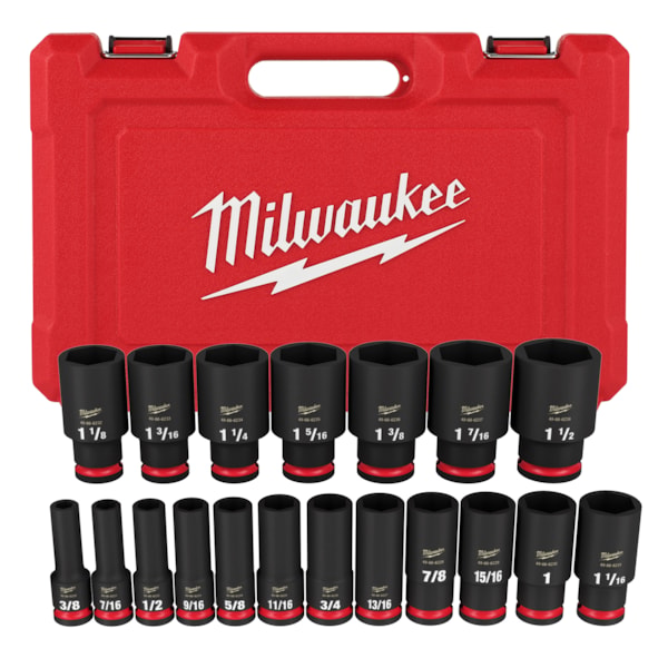 19PCSHOCKWAVE Impact Duty™ 1/2" Drive SAE Deep 6 Point Socket Set