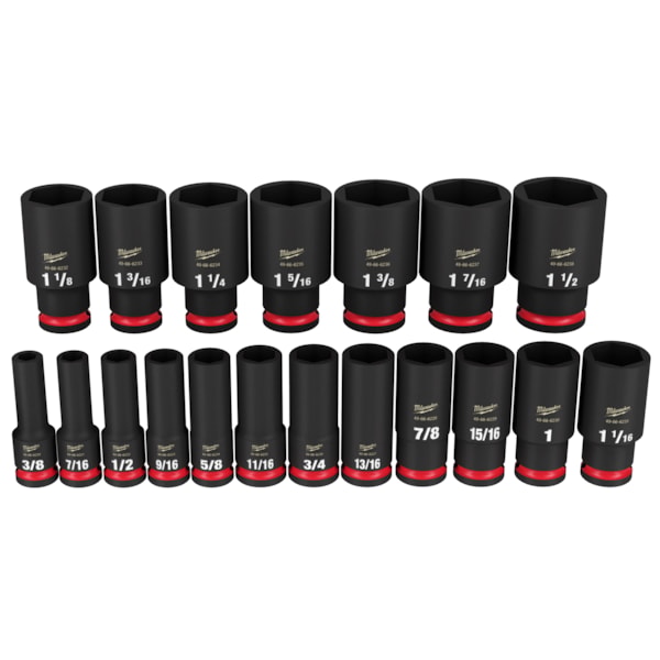 19PCSHOCKWAVE Impact Duty™ 1/2" Drive SAE Deep 6 Point Socket Set