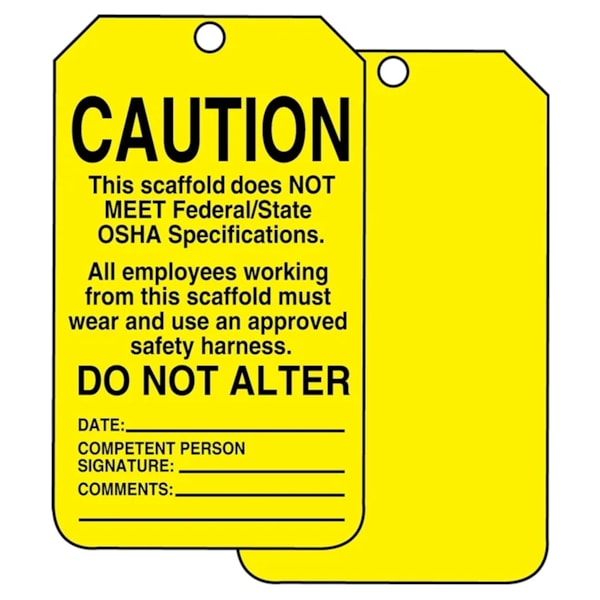 Scaffold Status Safety Tag Caution Cardstock