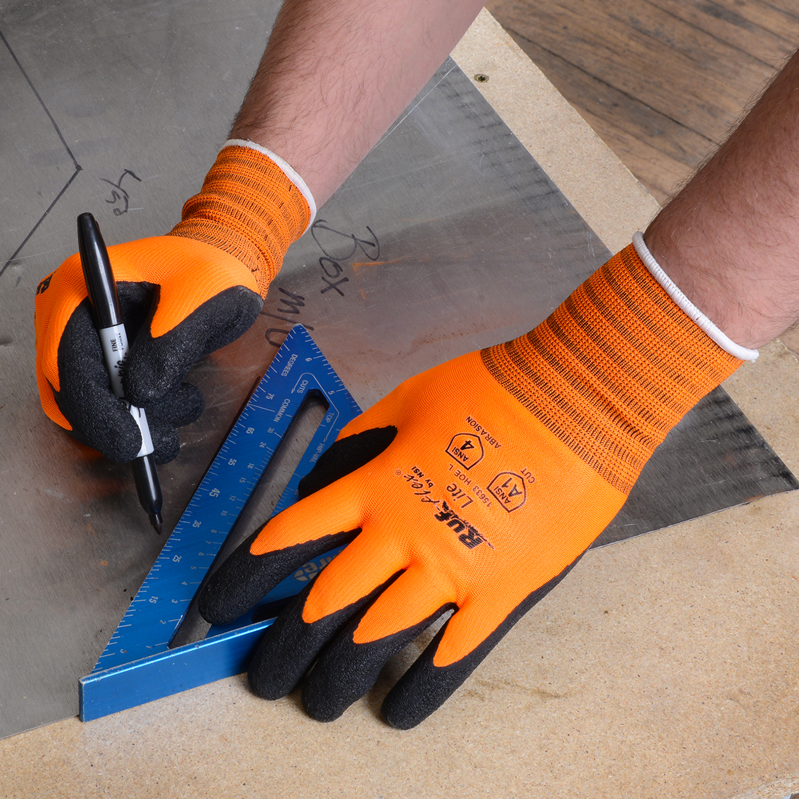 NSI Ruf-flex® Lite Hi-Vis Latex Palm Coated String Knit Gloves