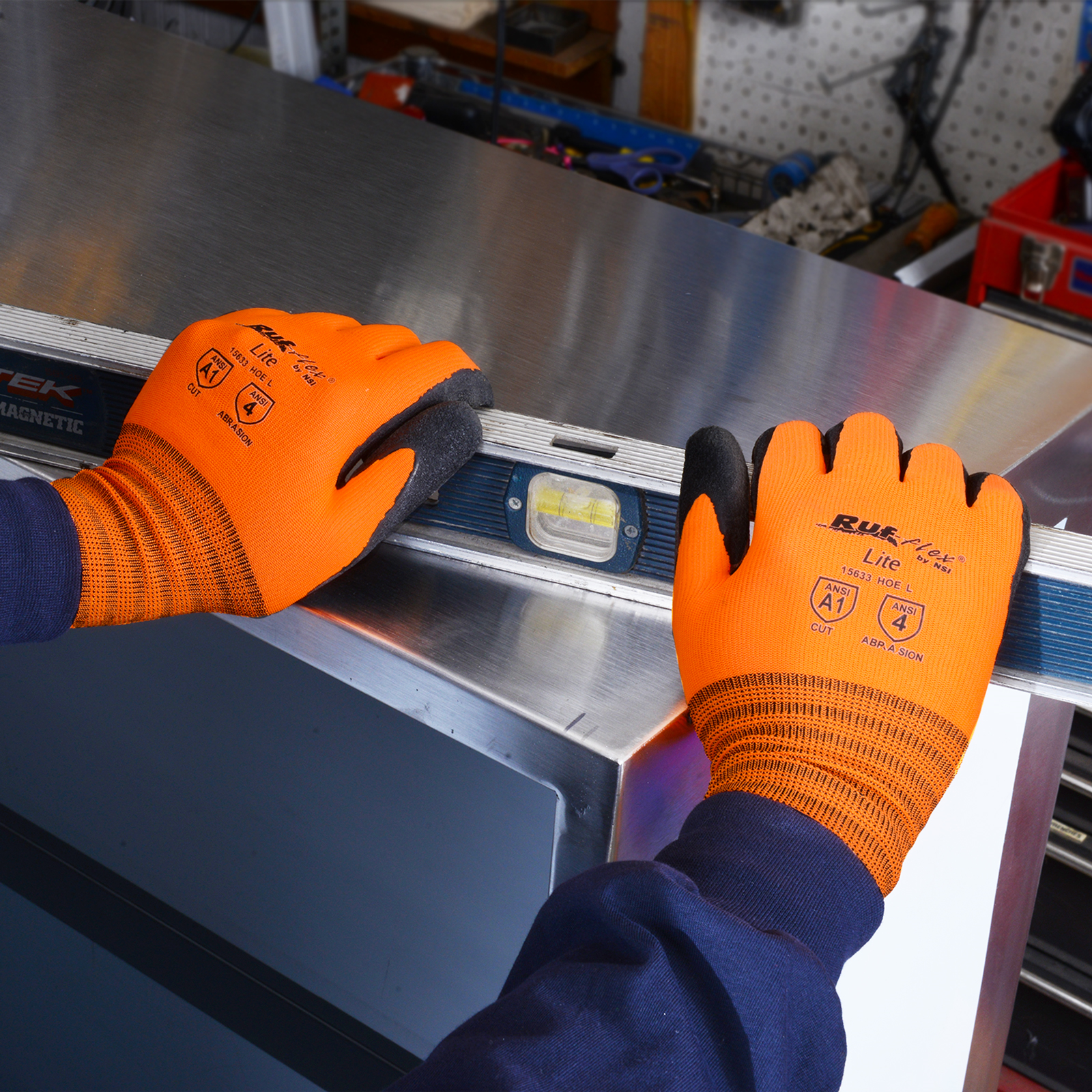 NSI Ruf-flex® Lite Hi-Vis Latex Palm Coated String Knit Gloves