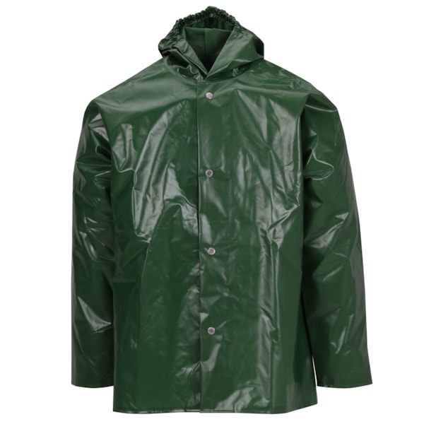 Green Rainwear Jacket with Attached Hood