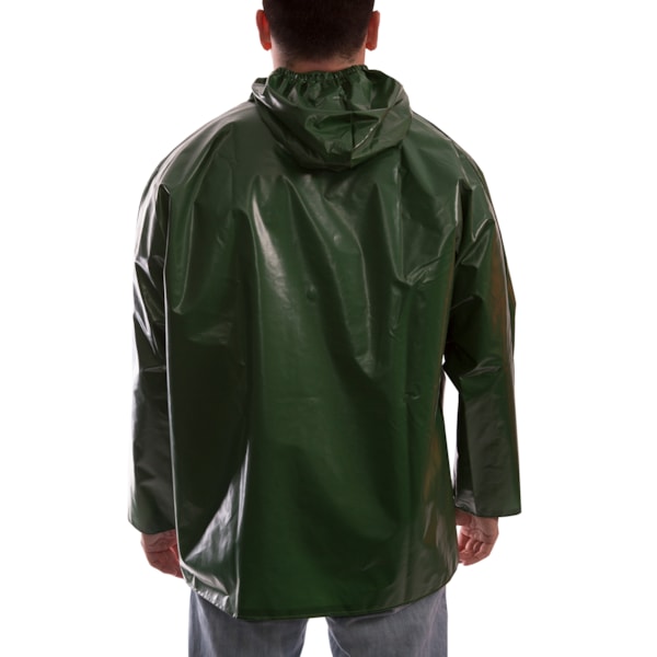 Green Rainwear Jacket with Attached Hood
