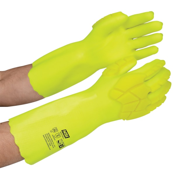 Hi Vis Yellow Chemical/Impact Cut Protection Gloves