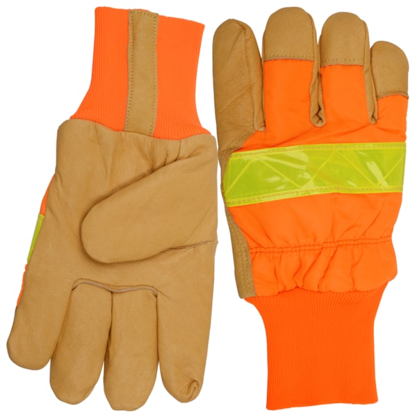 Hi-Vis Knitwrist Reflective & Insulated Pigskin Leather Work Gloves