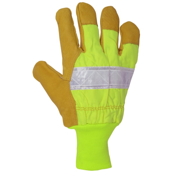 Hi-Vis Knitwrist Reflective & Insulated Pigskin Leather Work Gloves
