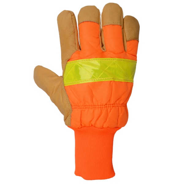 Hi-Vis Knitwrist Reflective & Insulated Pigskin Leather Work Gloves