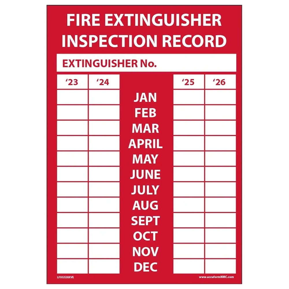 Fire Safety Label: Fire Extinguisher Inspection Record